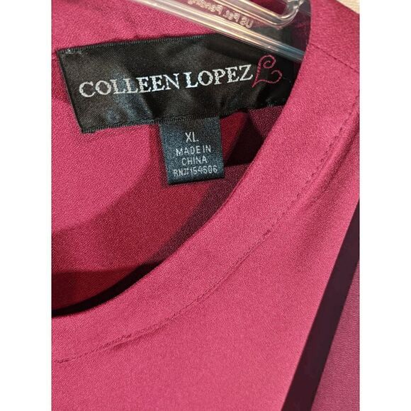 šNWTāCOLLEENāLOPEZĀ PEARLāADORNEDāBURGUNDYāBLOUSEā-āXL - Picture 4 of 5